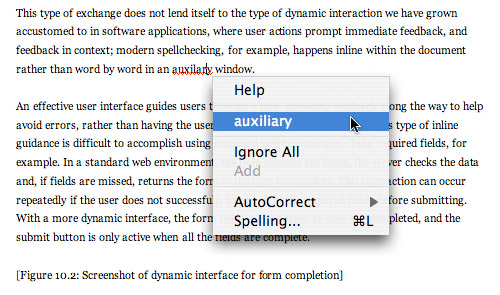 Screen shot from Microsoft Word, showing a right-click pop-up menu.