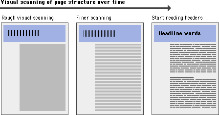 Diagram: Visual scanning of page structure over time