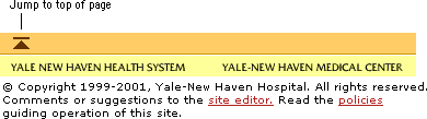 Screen shot: Jump to top arrow on Yale-New Haven Hospital page footer