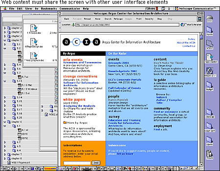 Screen shot: Argus Center for Information Architecture page sharing screen with interface elements
