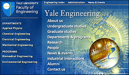 Screen shot: Antialiased type on Yale Engineering page