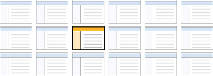 Diagram of a grid of web pages, showing one page highlighted in the center of the grid, indicating the reader can only see one page of your site at a time.