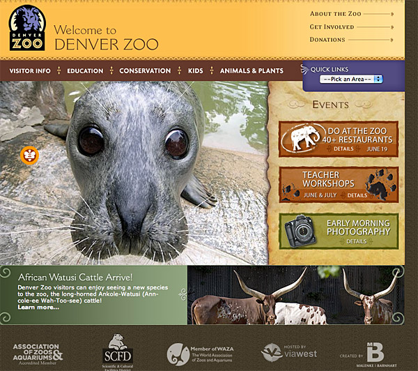 the Denver Zoo home page.